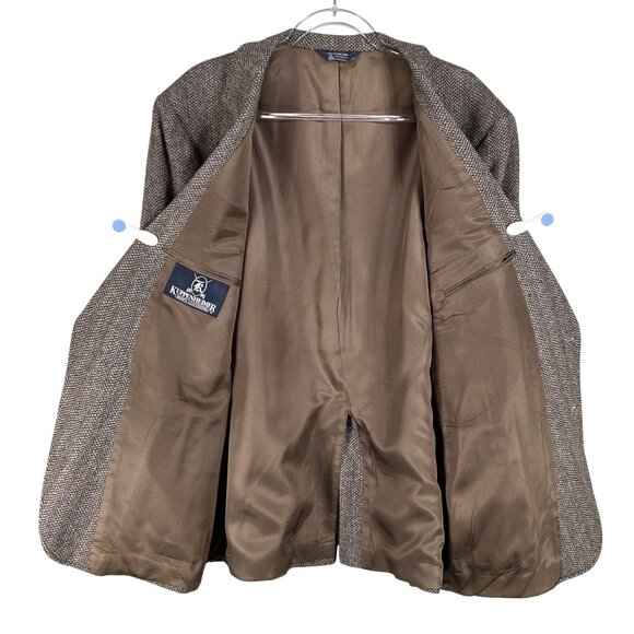 Vintage Kuppenheimer Mens 44R Herringbone Wool Blazer Jacket Brown Quiet Luxury - Picture 2 of 16